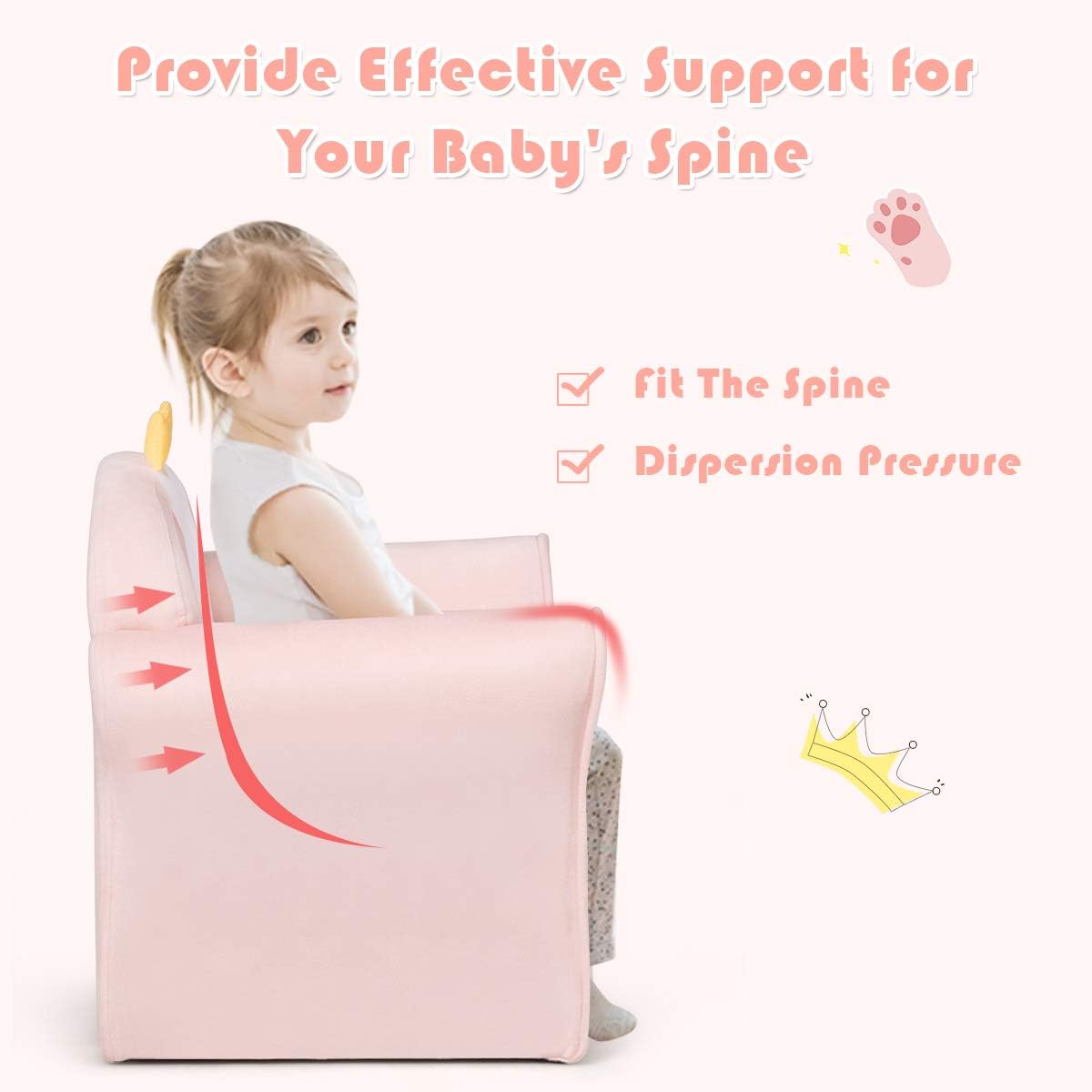 Costzon Kids Couch, Children's Sofa Armrest Chair with Pattern, Toddler Furniture w/Sturdy Wood Construction, Preschool, Lightweight Kids Couch Sofa Chair for Aged 1-5 Boys & Girls Gifts, Lamb