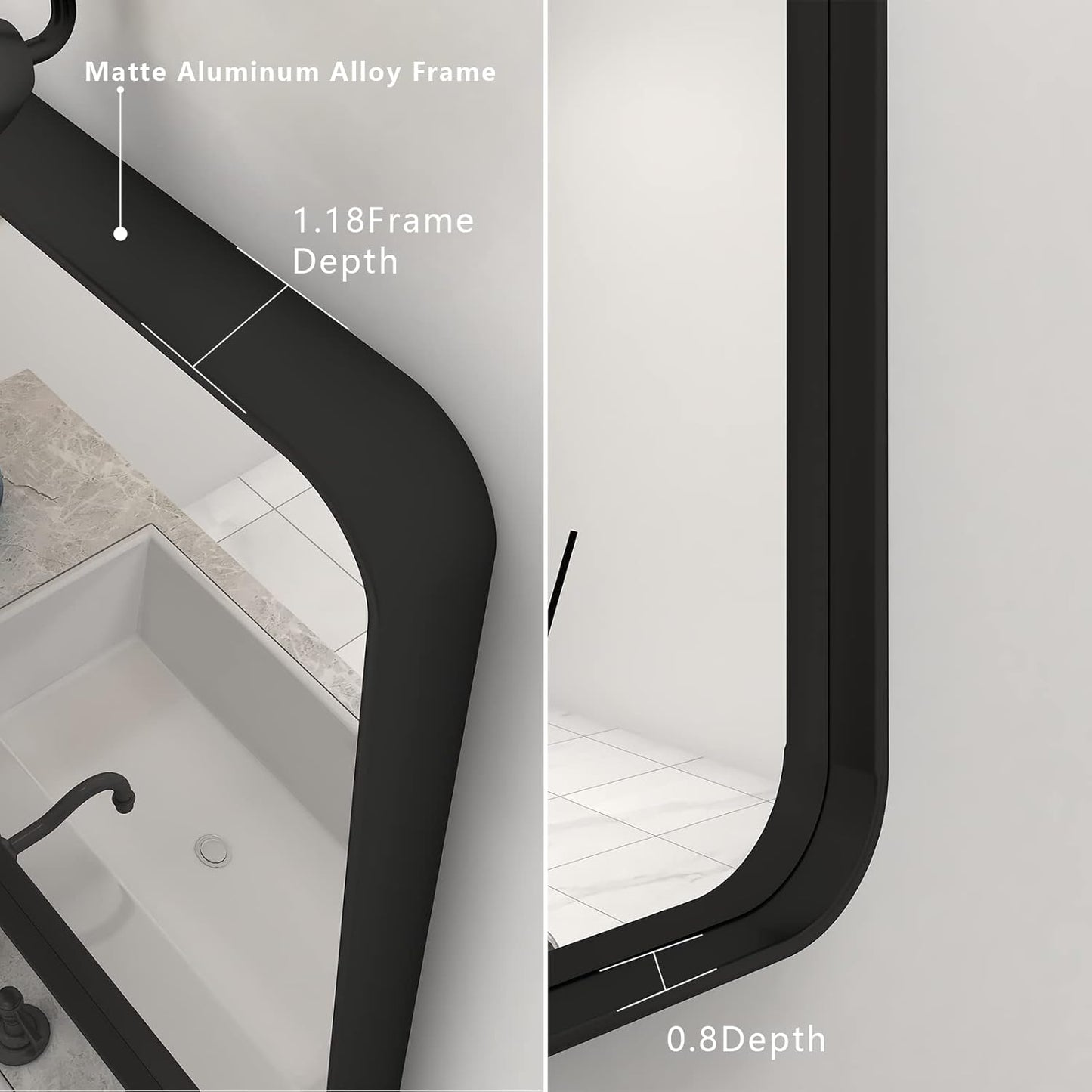 22x30 Inch Black Metal Framed Bathrrom Mirror for Wall, Matte Black Rectangle Mirror, Rounded Corner, Anti-Rust (Horizontal/Vertical)