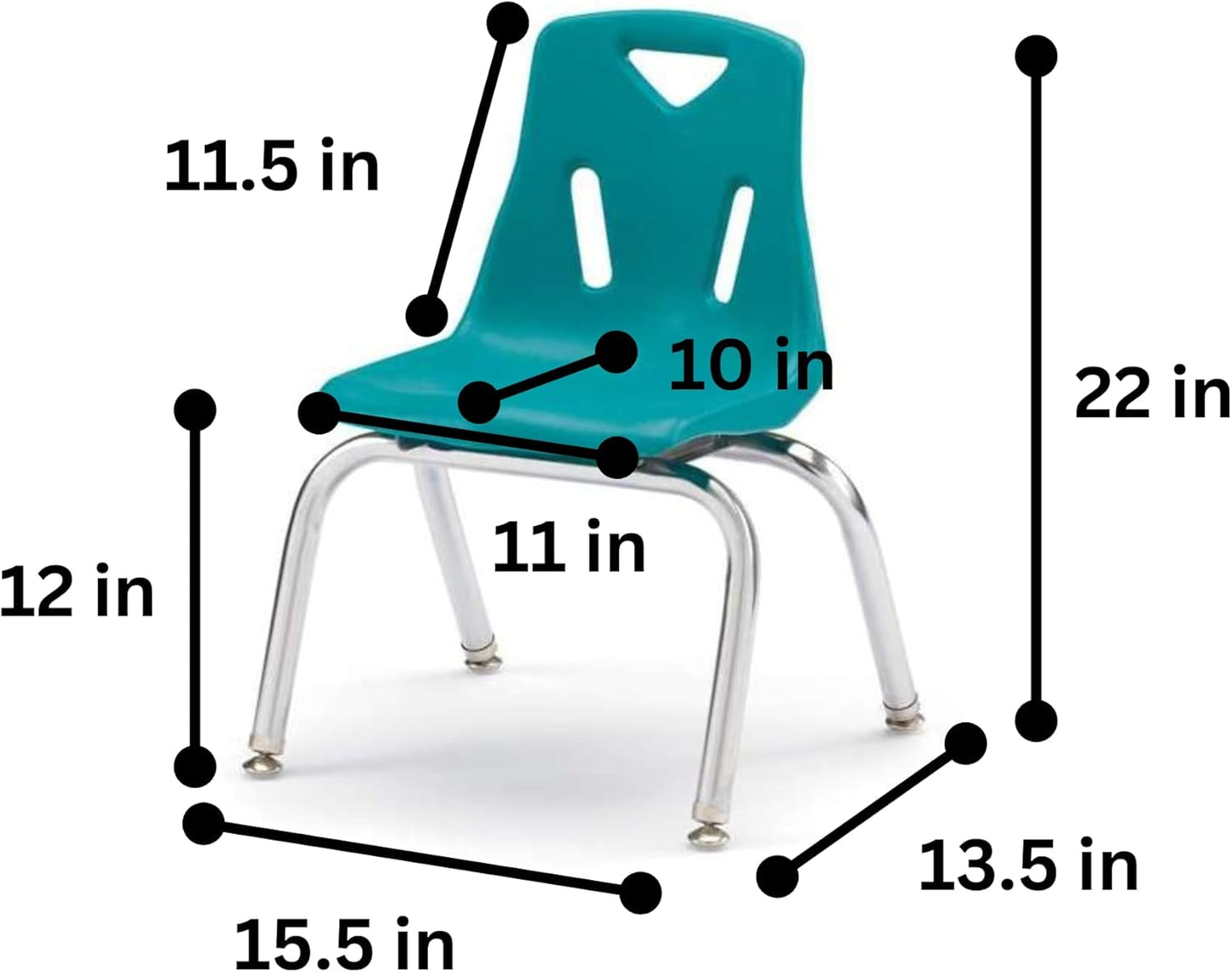Berries Jonti-Craft 8142JC6005 Stacking Chairs with Chrome-Plated Legs, 12" Height, Teal, Pack of 6