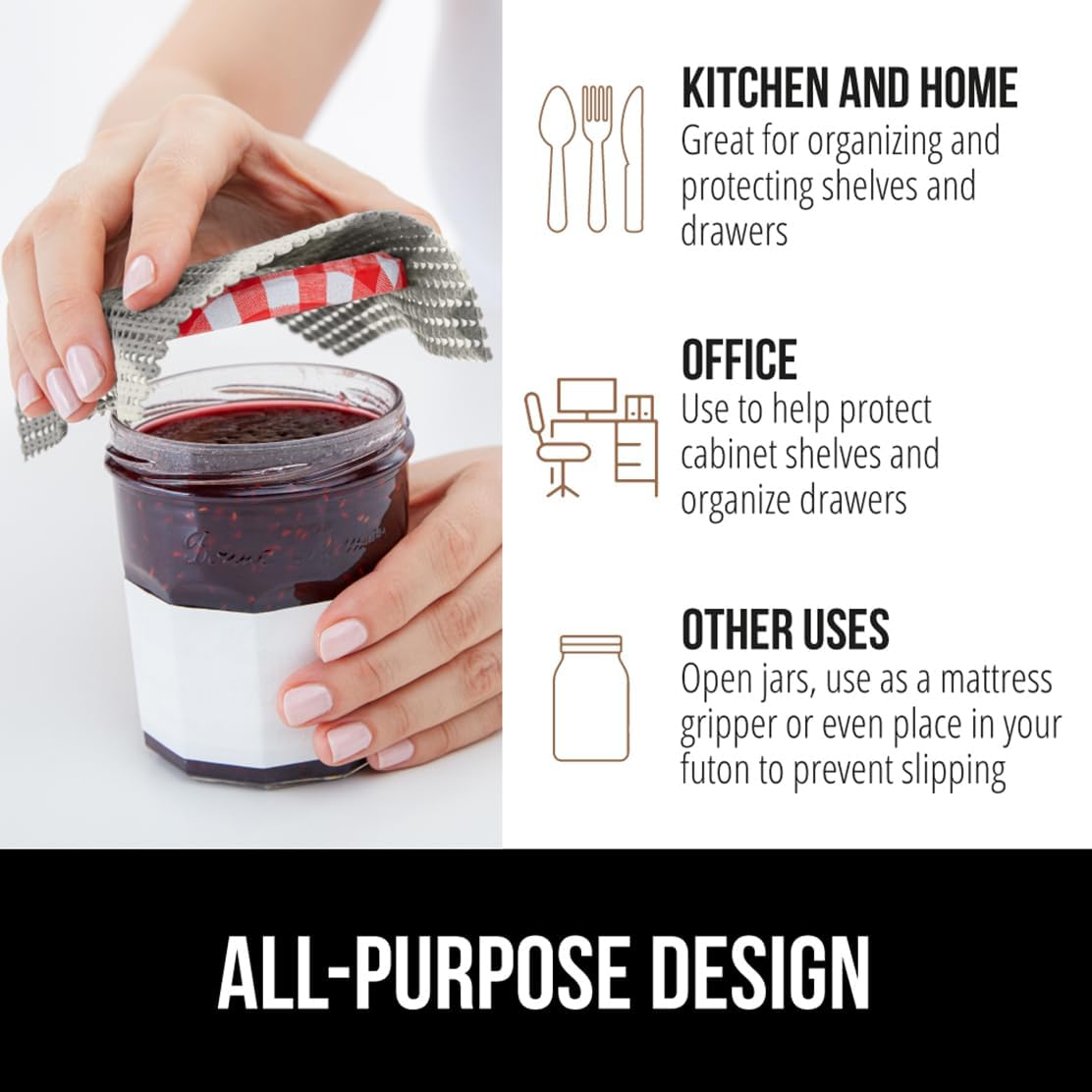 GORILLA GRIP powerGRIP Drawer Shelf and Cabinet Liner, Thick Strong Hold, Non-Adhesive Liners Protect Kitchen Cabinets and Cupboard, Bathroom Drawers, Easy Install, Breathable Mat, 17.5"x30', Chevron