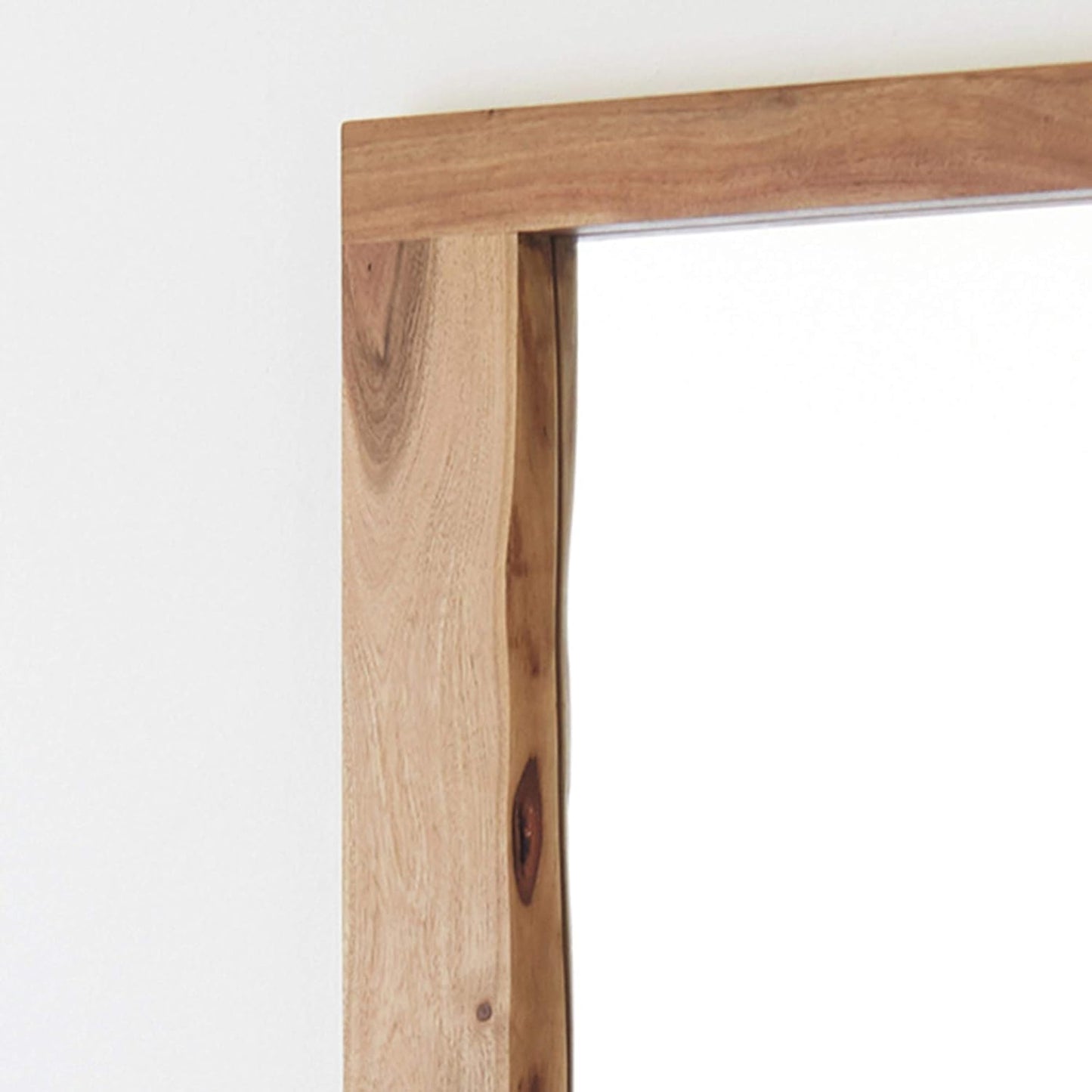 Alpine 24 in. Natural Live Edge Wood Mirror, Wall Bathroom Hanging Decor, Unique Imperfections & Cracks, Clear Natural Finish, Real Wood Ambiance