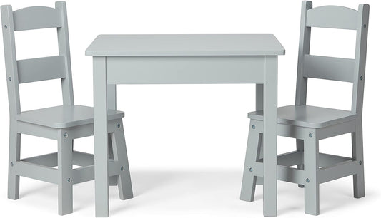 Melissa & Doug Wooden Table & Chairs-Gray Kids Furniture , Grey