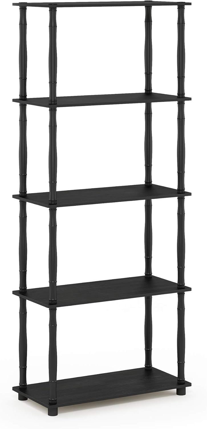 Furinno Turn-N-Tube 5-Tier Multipurpose Shelf / Display Rack / Storage Shelf / Bookshelf, Classic Tubes, Americano/Black