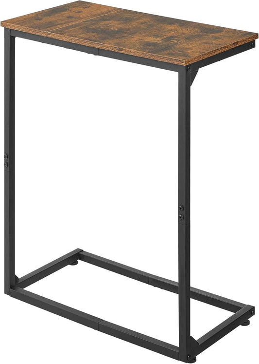 C Shape End Table, Large Surface Couch Table, C Table Sofa Side End Table, Side Table for Couch Slide Under, for Living Room, Bedroom, Home Office, Rustic Design, 21.7" D x 11.8"W x 26.4"H
