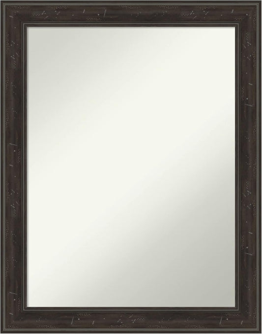 Amanti Art Brown Bathroom Mirror for Over Sink, 30x24 Shipwreck Greywash Rectangle Vanity Mirror, Medium Traditional Frame, Hangs Horizonally and Vertically, Bathroom Wall Decor, Non-Beveled Edge