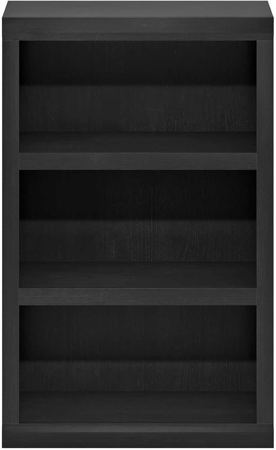 Furinno Rail 3-Tier Open Shelf Bookcase with Classic Style Edges, Blackwood