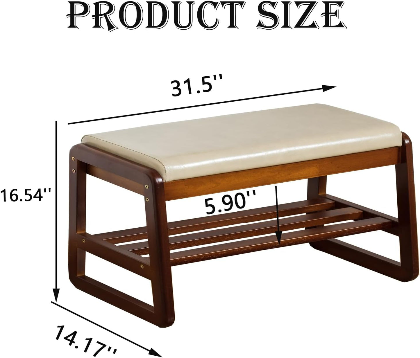 latifolia Solid Wood Bench, Entryway Shoe Bench with Cushion, Flip-Open Storage Compartment, 2-Tier Shoe Organizer(Grey,31.50''L)