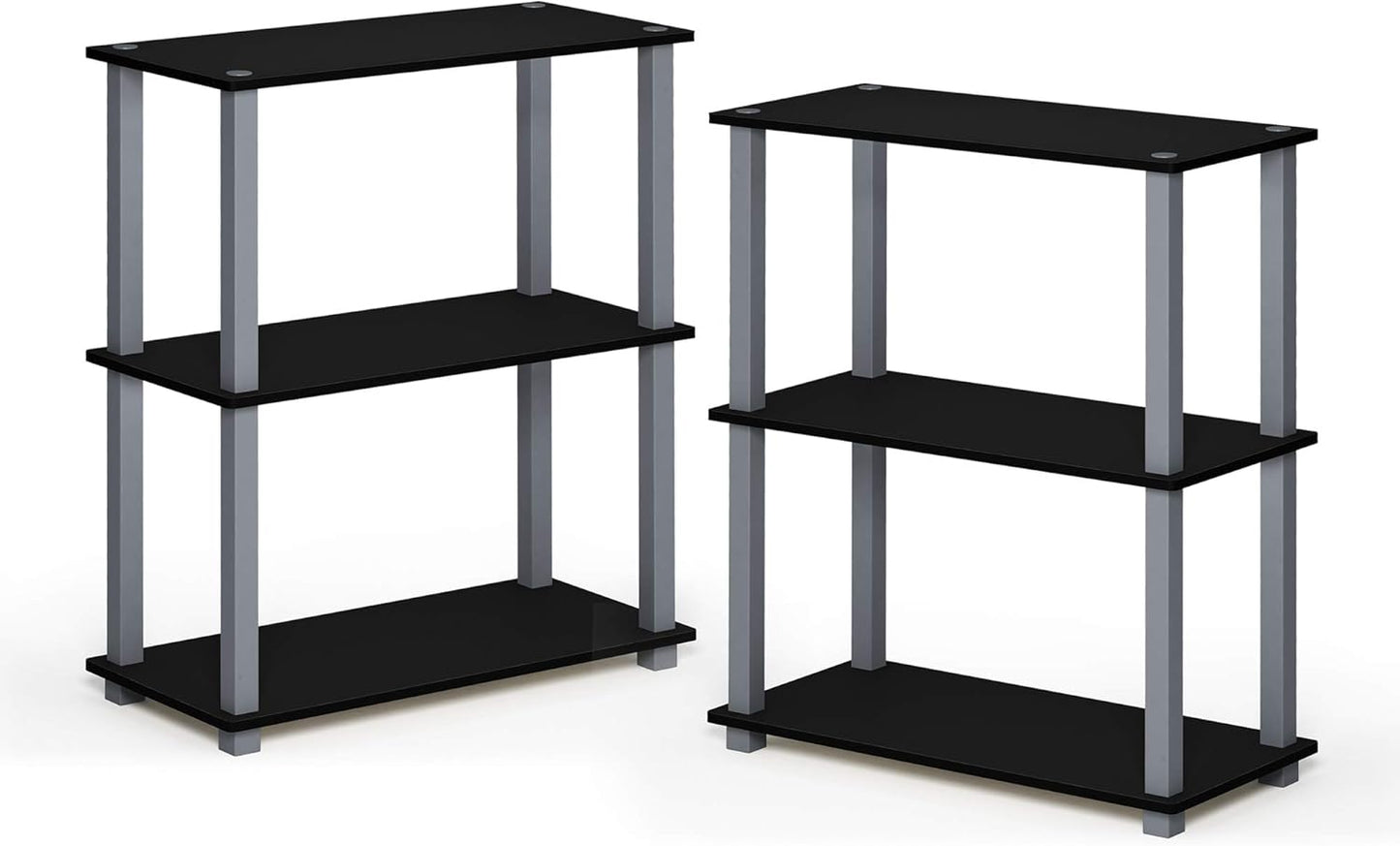 Furinno Turn-S-Tube 3-Tier Compact Multipurpose Shelf 2-Pack, Black/Grey
