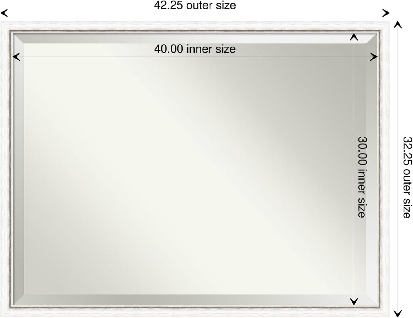 Amanti Art White Bathroom Mirror for Over Sink, 32x42 Morgan White Silver Rectangle Vanity Mirror, X-Large Modern Contemporary Wood Frame, Hangs Horizonally and Vertically, Bathroom Wall Decor from WI