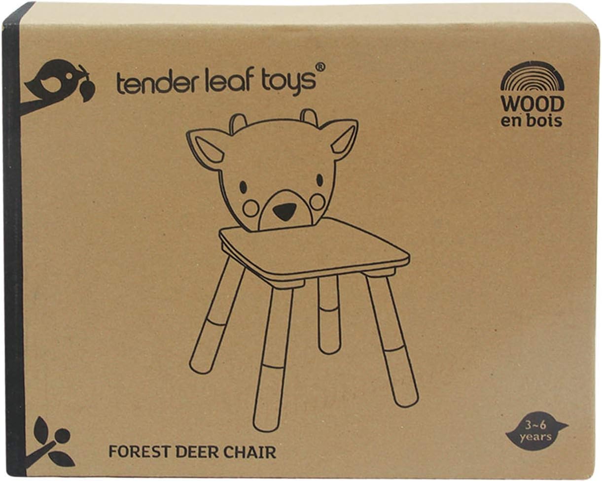 Tender Leaf Toys - Forest Table and Chairs Collections - Adorable Kids Size Art Play Game Table and Chairs - Made with Premium Materials and Craftsmanship for Children 3+ (Forest Deer Chair)