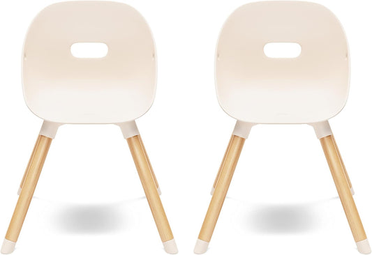 Lalo The Play Chair, Wooden and Non-Toxic Plastic Kids and Toddler Chair - Sturdy Bucket Seat and Easy to Clean Kids Chair with up to 200 lb. Weight Capacity, Set of 2 - Grapefruit