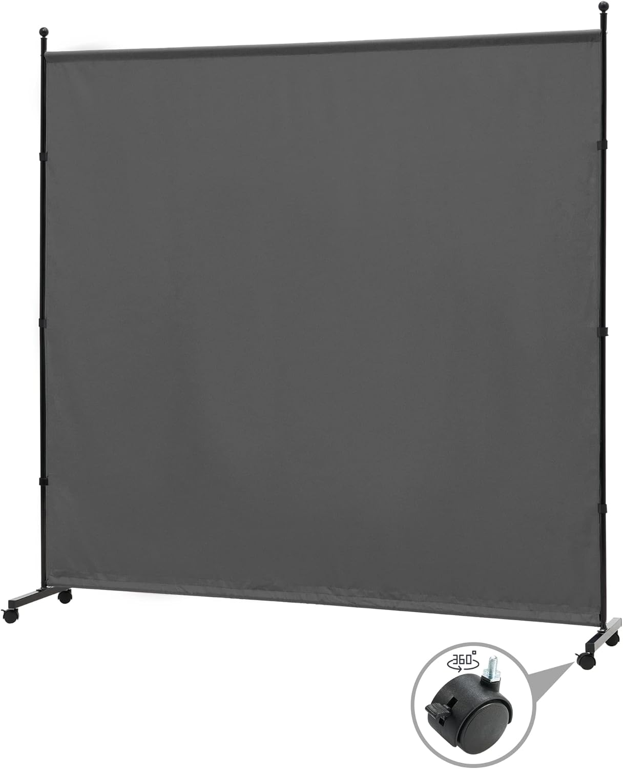 6FT Single Panel Room Divider with Wheels,Rolling Fabric Room Dividers for Partition Privacy Screens,Freestanding Wall Divider for Home Office,Restaurant,Hospital(Grey)