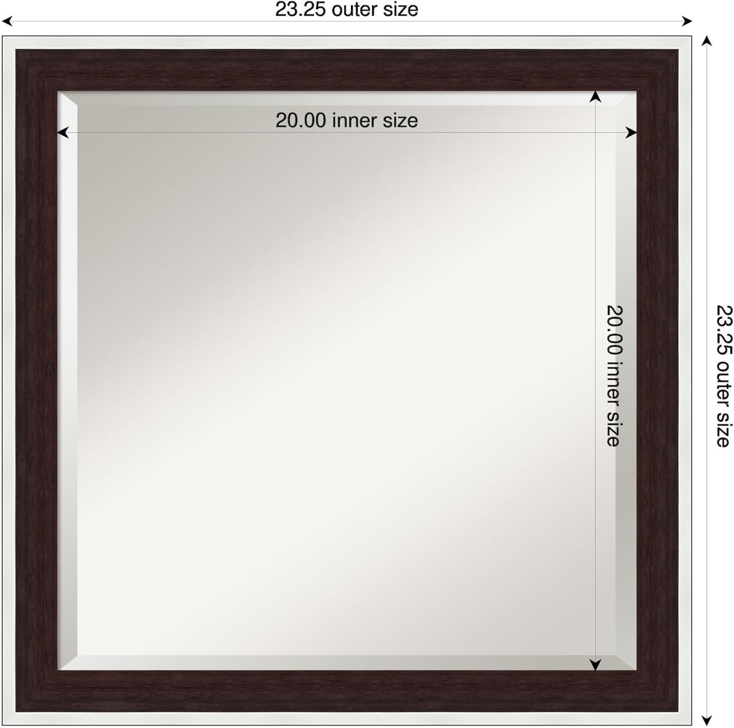 Amanti Art Wall Mirror 23x23 Maya Espresso Silver Square Bathroom Mirror for Wall Decor Living Room, Medium Modern Contemporary Frame, Hangs Horizonally and Vertically, Bathroom Decor, Beveled Edge