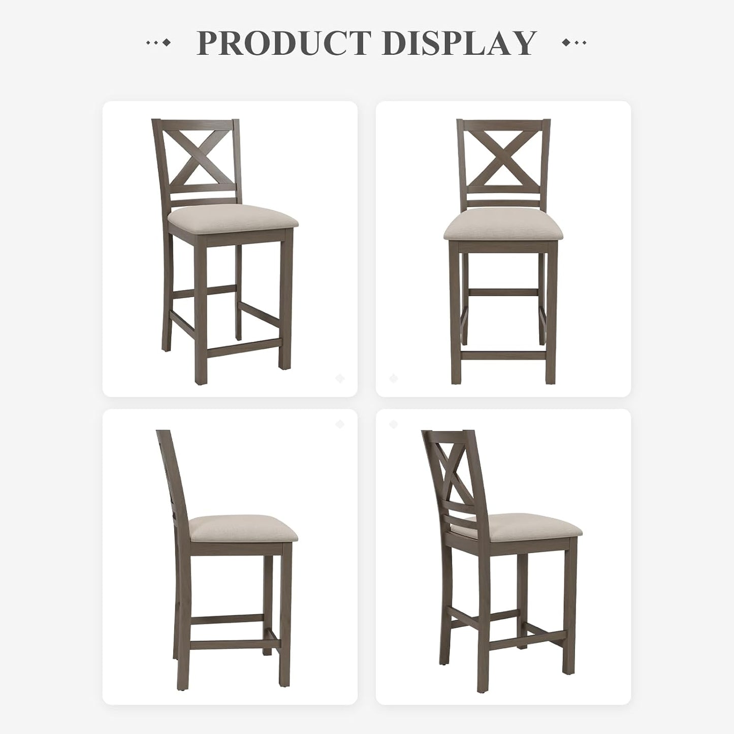 COLAMY Bar Stools Set of 6, Counter Height Bar Stools, Mid Century Modern Barstools, Wood Barstools for Kitchen Dining Room Bar, Light Brown Wash