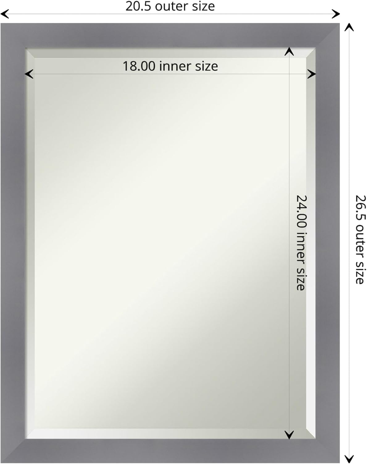 Amanti Art Grey Wall Mirror 27x21 Edwin Grey Rectangle Bathroom Mirror for Wall Decor Living Room, Medium Casual Wood Frame, Hangs Horizonally and Vertically, Bathroom Decor, Beveled Edge from WI, USA