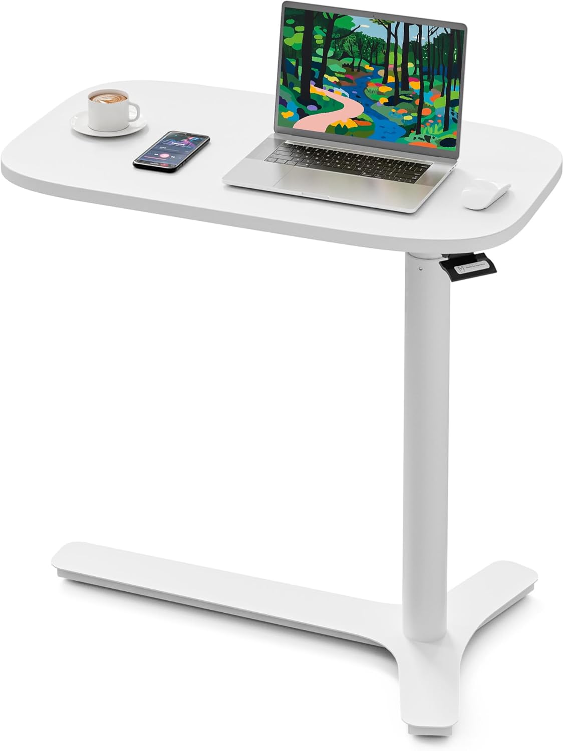 Muvai 30 Inch Large Overbed Table with Wheels Adjustable Height Ideal Bedside Table for Home Medical Use - Rolling Table for Hospital Versatile Bedside, Lap Desk, Laptop Stand,White