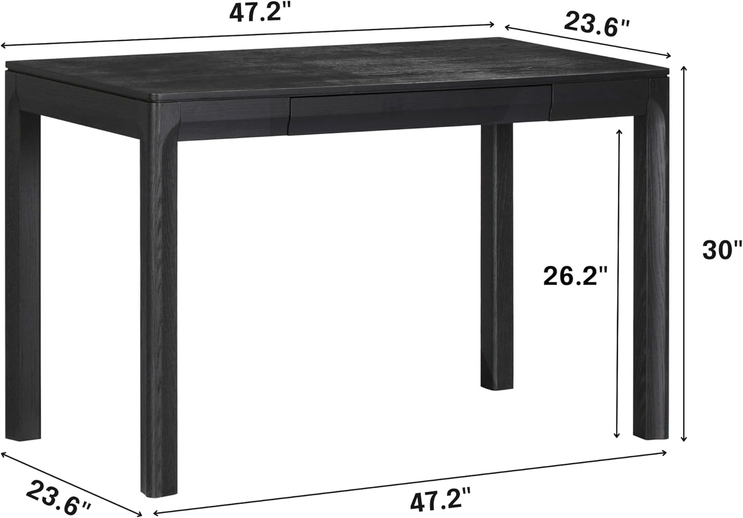 NTC Flow Modern Wooden Rectangle Desk Table with Hidden Drawer – Waterproof & Heat Resistant, Burnt Black