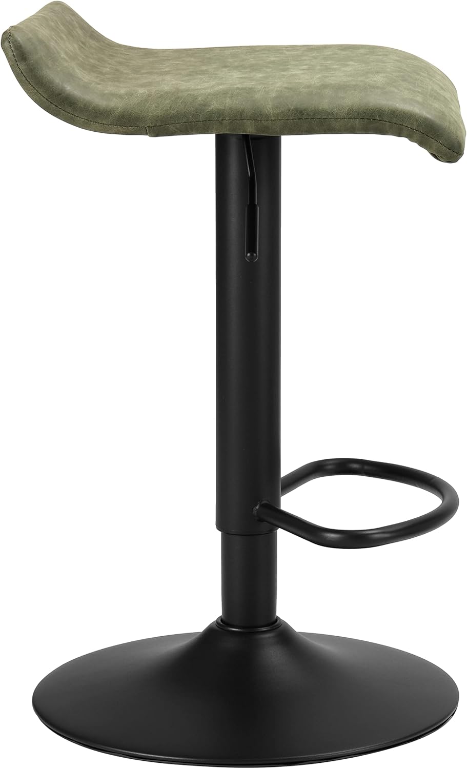 Finnhomy Bar Stools Set of 2 Counter Height, Swivel Barstools with Footrest and Backless, Height Adjustable Modern Bar stools for Kitchen, Vintage Leather, Retro Green