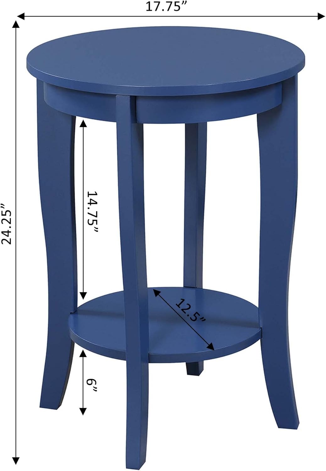 Convenience Concepts American Heritage Round End Table, Cobalt Blue