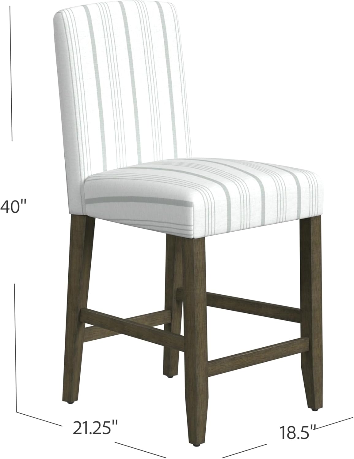 HomePop Curved Back 24" Barstool - Dove Gray Stripe