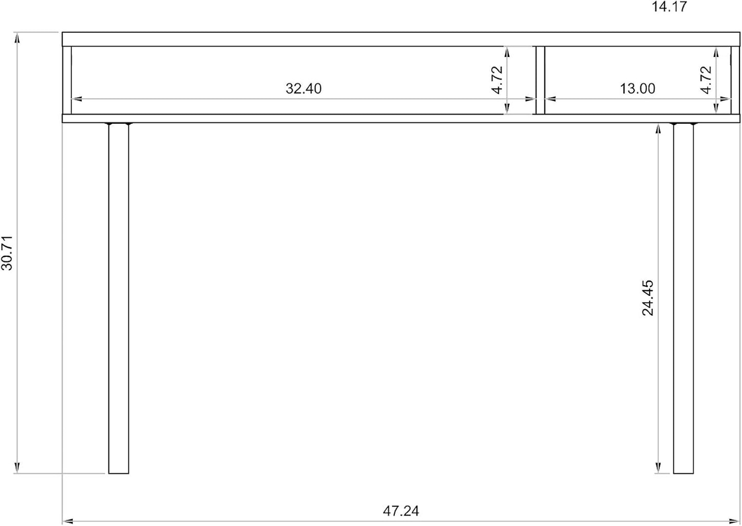 Manhattan Comfort Windsor Modern 2 Shelves Entryway Accent Console Table, 47.24", Off White and Nature