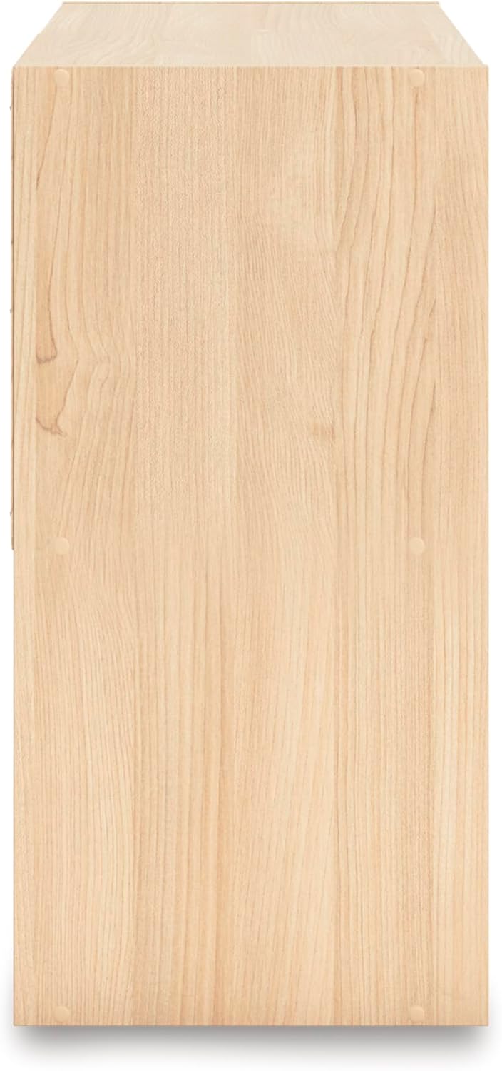 Signature Design by Ashley Piperton Contemporary 2-Tier Floor Standing 4 Cube Organizer for Living Room, Light Brown