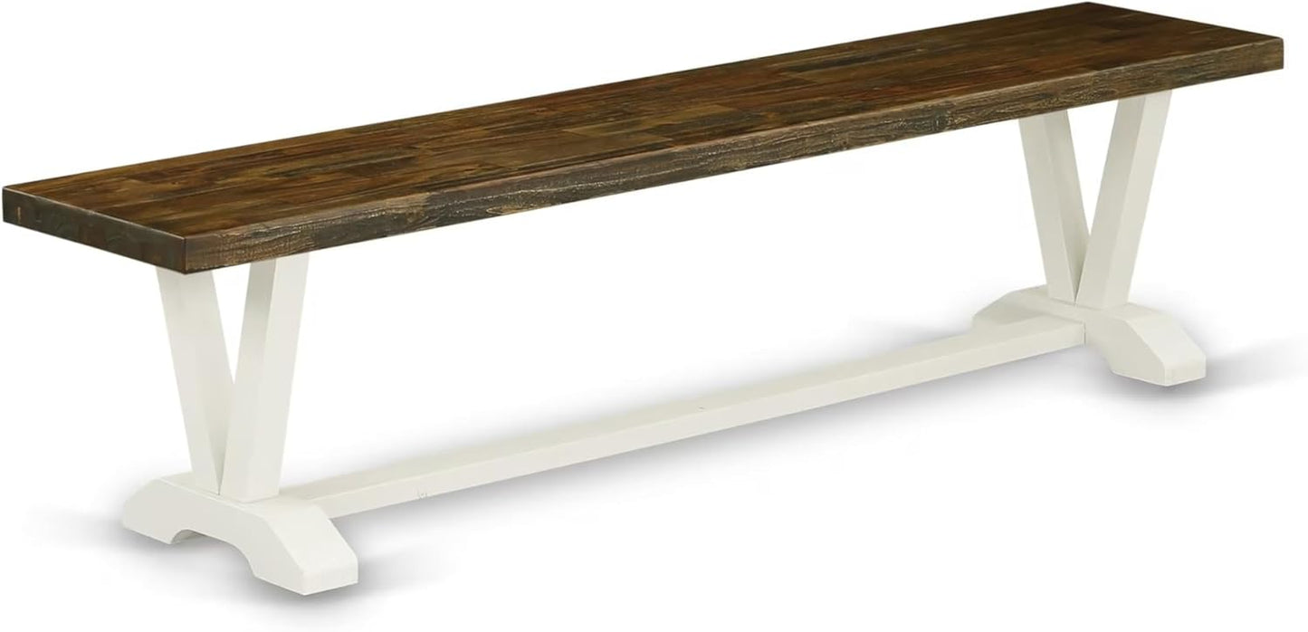 East West Furniture V077CE215-6 6 Piece Modern Dining Table Set Contains a Rectangle Wooden Table and 4 Baby Blue Linen Fabric Upholstered Chairs with a Bench, 40x72 Inch, Multi-Color