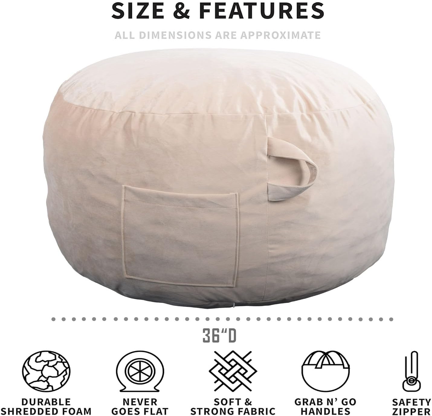 Bean Bag Chairs, Memory Foam Stuffing Bean Bag Chair for Adults/Teens/Kids, Velvet Lazy Sofa Furniture with Removable High-Rebound Memory Foam for Living Room Bedroom College Dorm