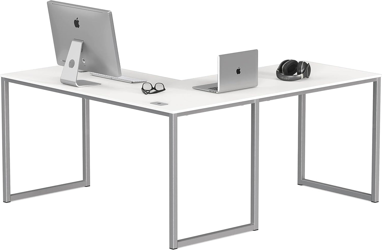 SHW Mission 55 x 60 Inches L-Shape Home Office Computer Desk, White