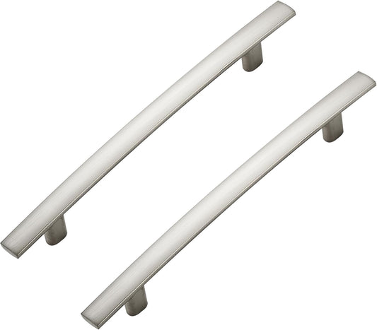 10 Pack Cabinet Handles 5" Hole Center - Curved Cabinet Pulls Brushed Nickel Drawer Pulls for Kitchen Cupboard Solid Hardware for Dresser Drawer Arch Hardware