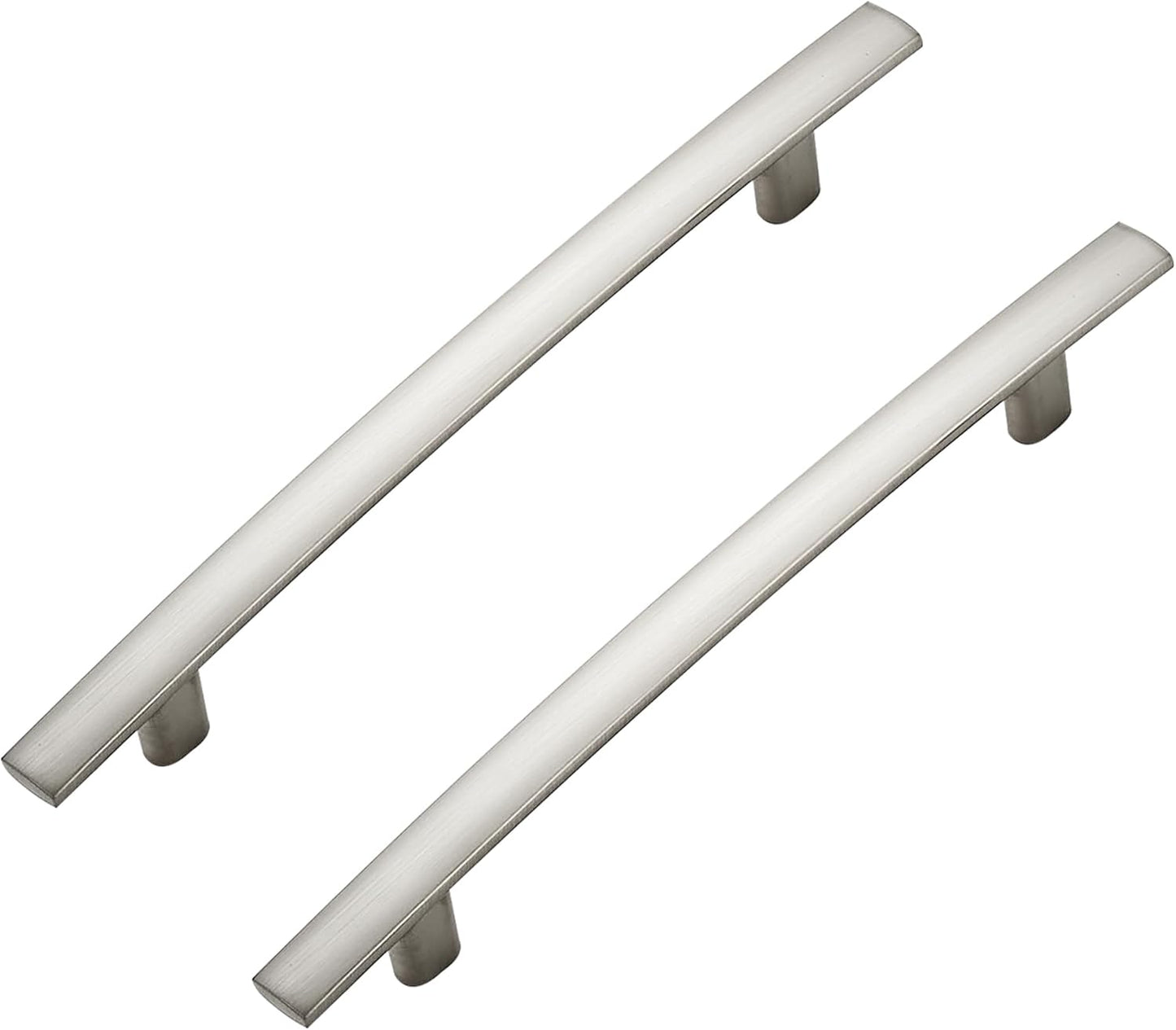 25 Pack Cabinet Handles 5" Hole Center - Curved Cabinet Pulls Brushed Nickel Drawer Pulls for Kitchen Cupboard Solid Hardware for Dresser Drawer Arch Hardware