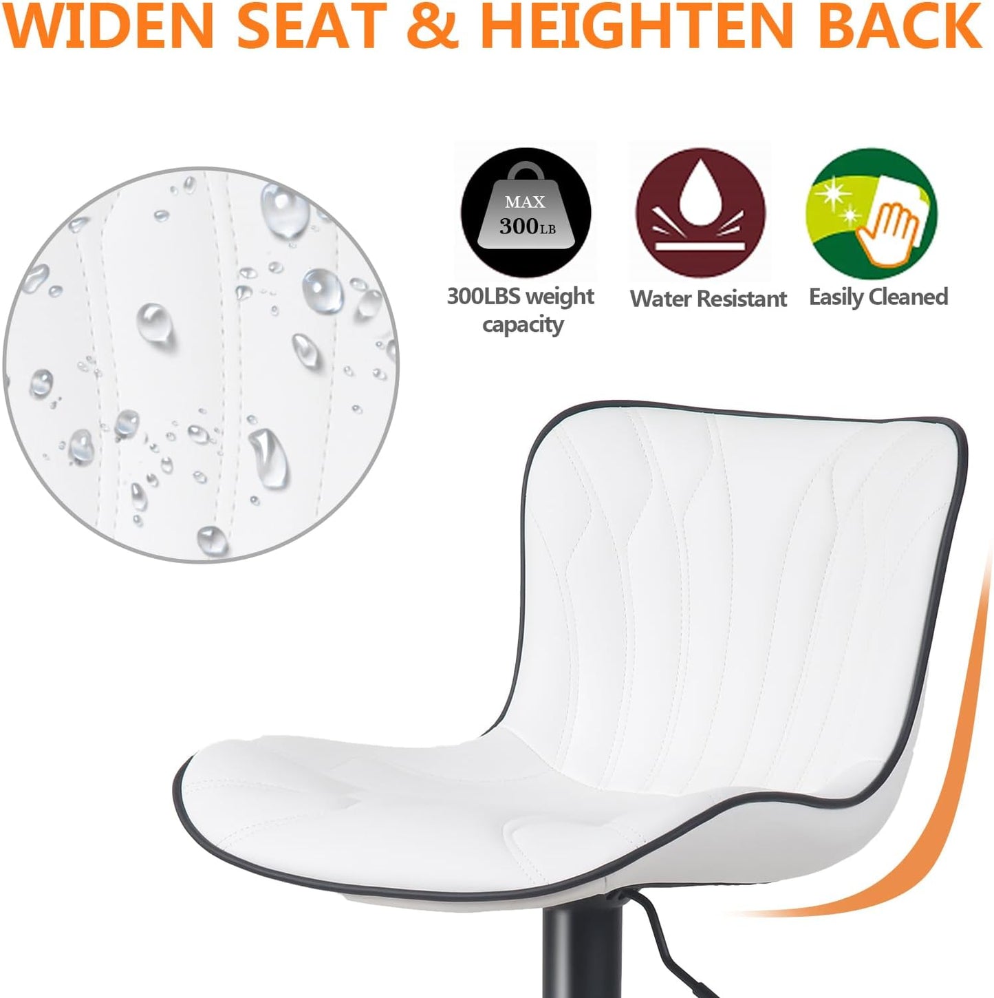 YOUNIKE White Bar Stools Set of 6 Modern Swivel Counter Height Bar Chair with Back Adjustable Kitchen Island Faux Leather Padded Barstools taburetes de bar Breakfast sillas para barra de cocina 6PCS