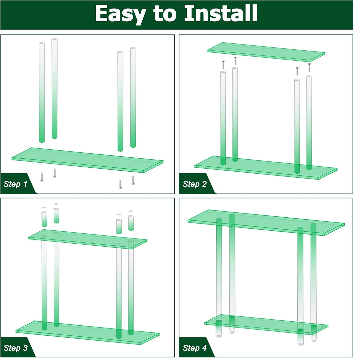 Acrylic Narrow Console Table for Entryway 7.6" D x 39.4" W x 31.5" H Clear Modern Skinny Bookshelf Slim Entry Table Waterfall Desk Furniture for Sofa Foyer Hallway Living Room Dining Room