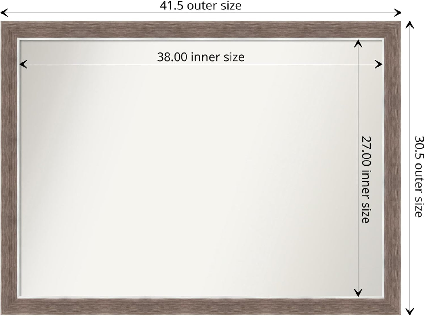 Amanti Art Brown Bathroom Mirror for Over Sink, 31x42 Noble Mocha Rectangle Vanity Mirror, X-Large Casual Frame, Hangs Horizonally and Vertically, Bathroom Wall Decor, Non-Beveled Edge from WI, USA