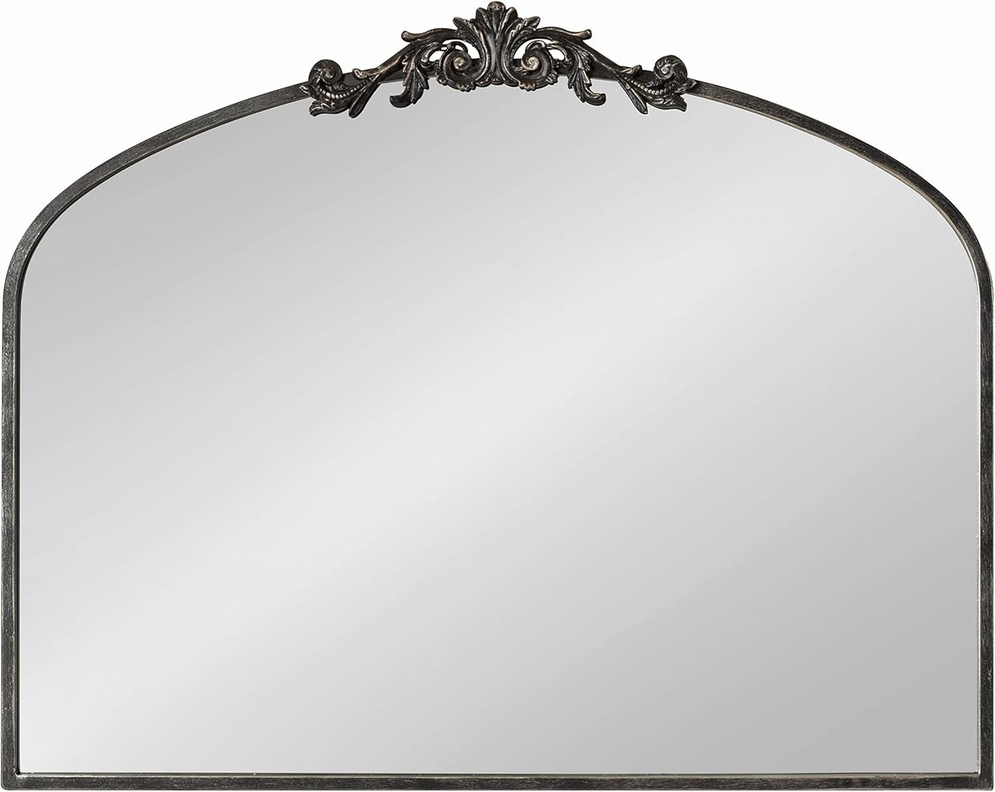 Kate and Laurel Arendahl Ornate Traditional Arched Mirror; 36 x 29; Black; Decorative Baroque Style Arched Wall Mirror with Wide Frame and Ornamental Crown