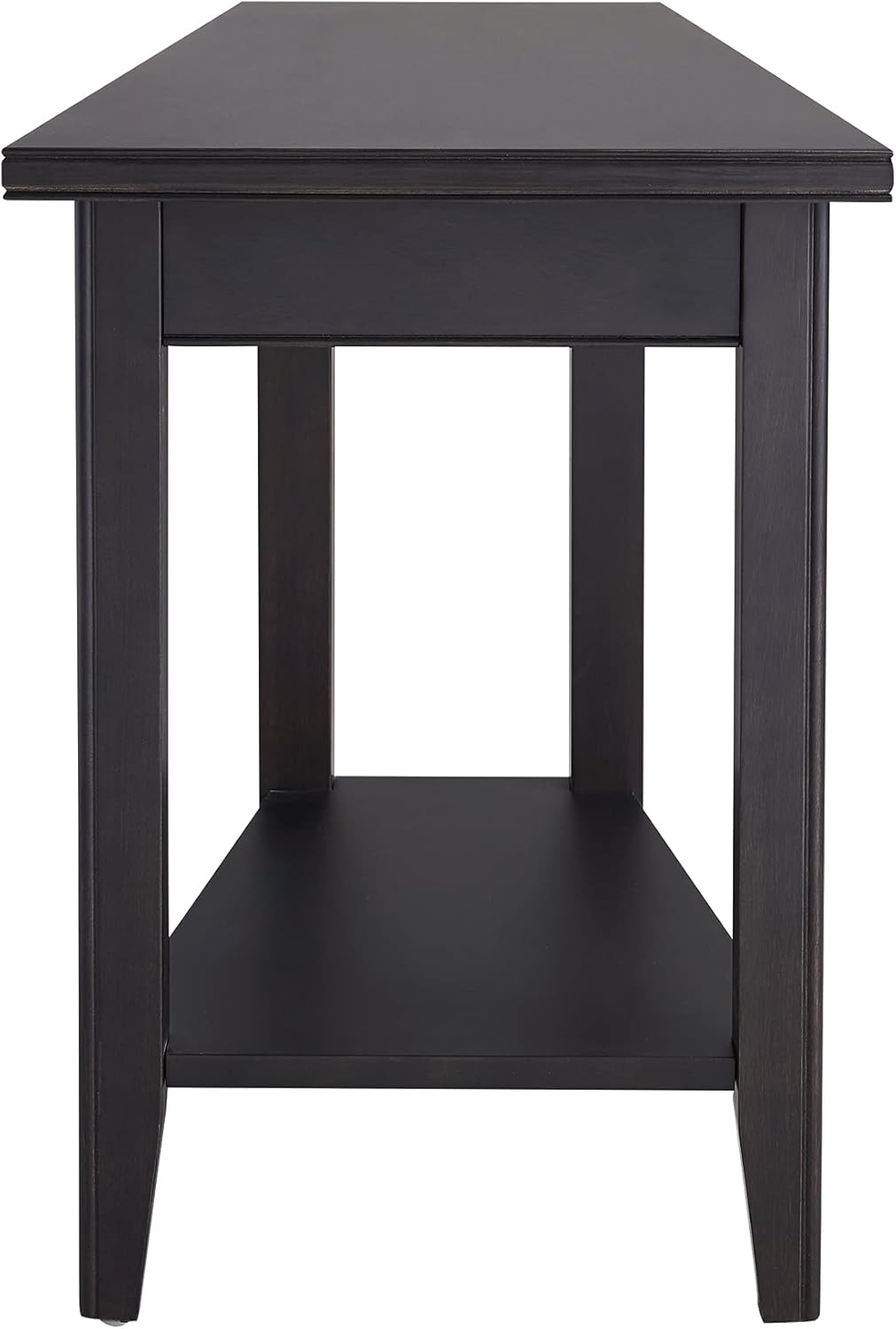 Leick Home Laurent End Table, Solid Wood, Narrow Wedge Shape, Bottom Display Shelf, Easy-Assembly, For Living Room/Bedroom, Black, 24.0 in. L x 17.0 in. W x 24.0 in. H, 10502-BK