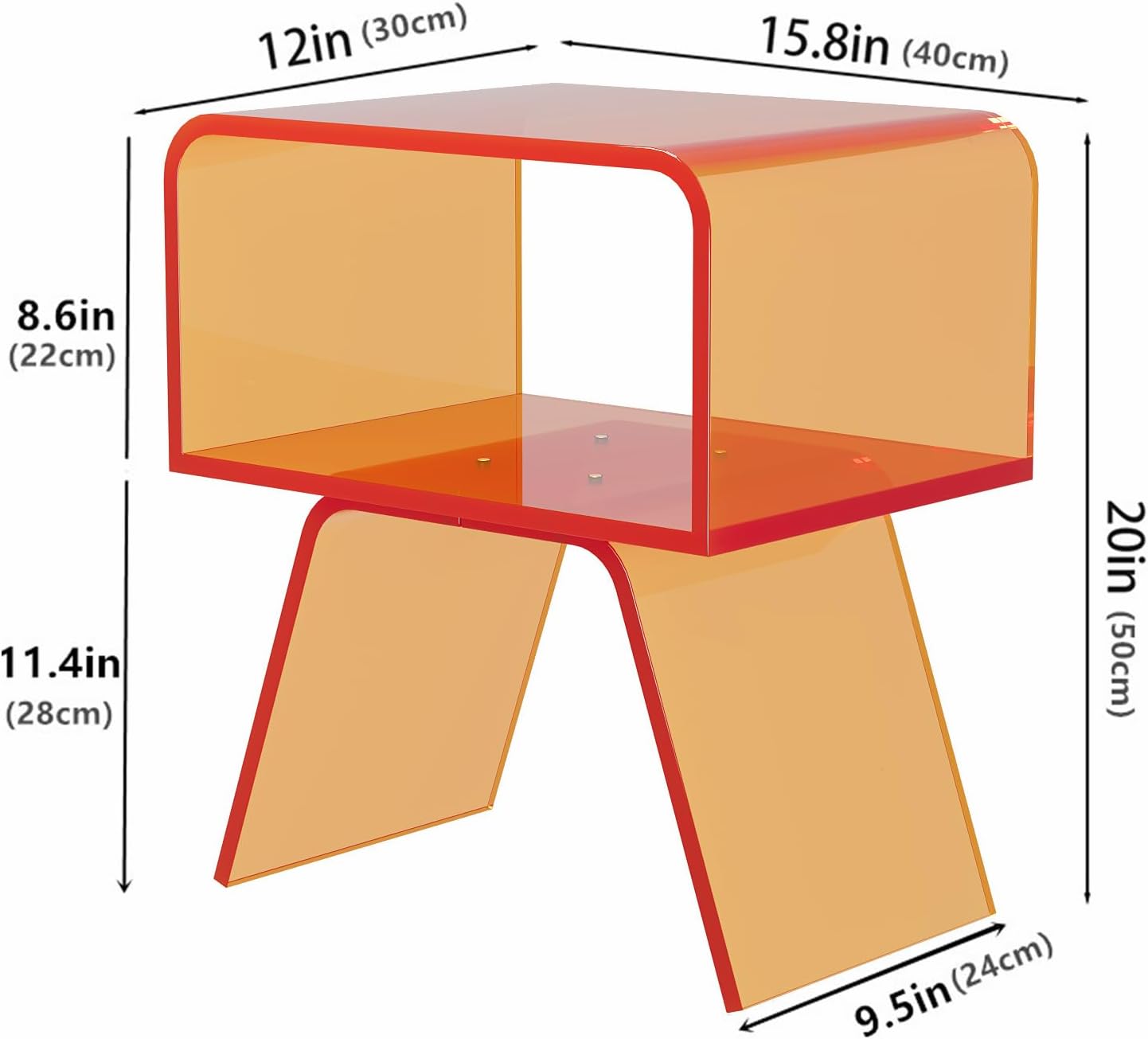 Acrylic Nightstand Side Table Modern nightstand Clear Home Decor Display End Table for Living Room, 12D x 15W x 20H inch