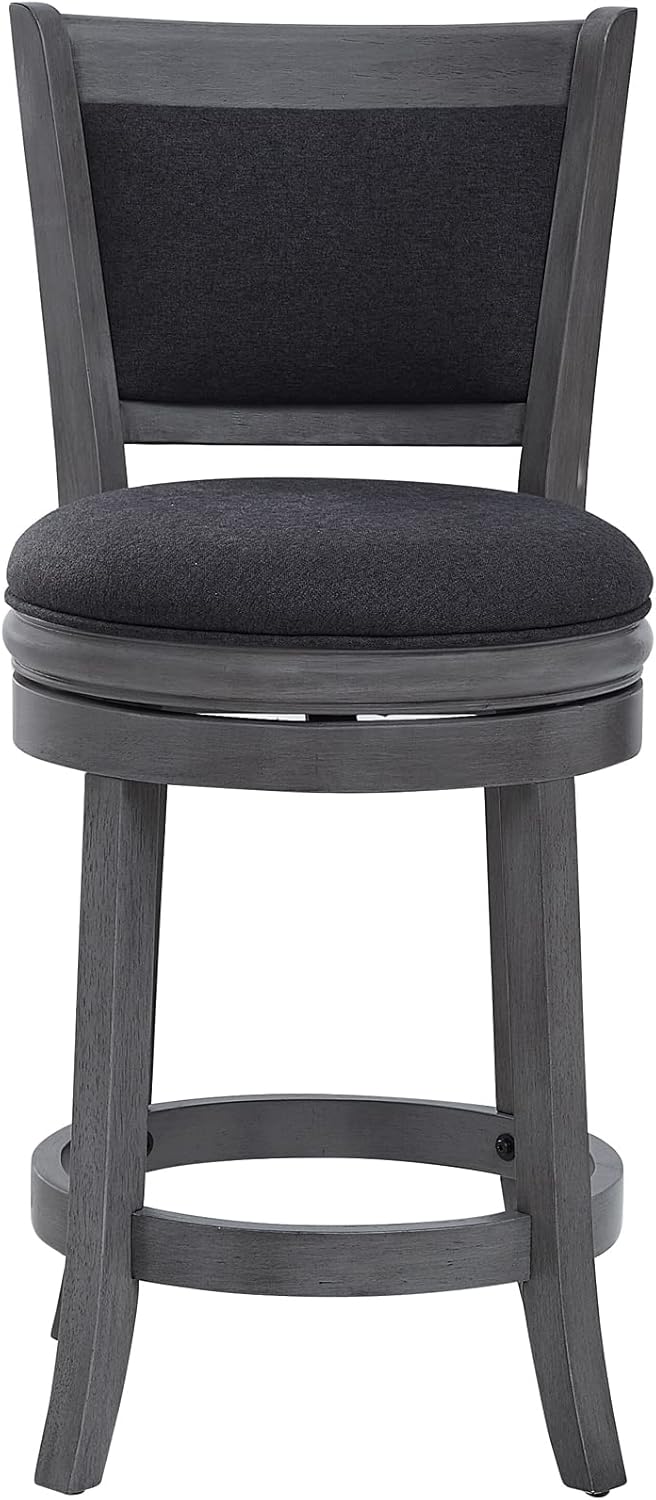 Ball & Cast Upholstered Swivel Counter Stools Kitchen Bar Stools 24" Seat Height Wooden Frame Stool Chair,Dark Grey (HSA-1102D-1)