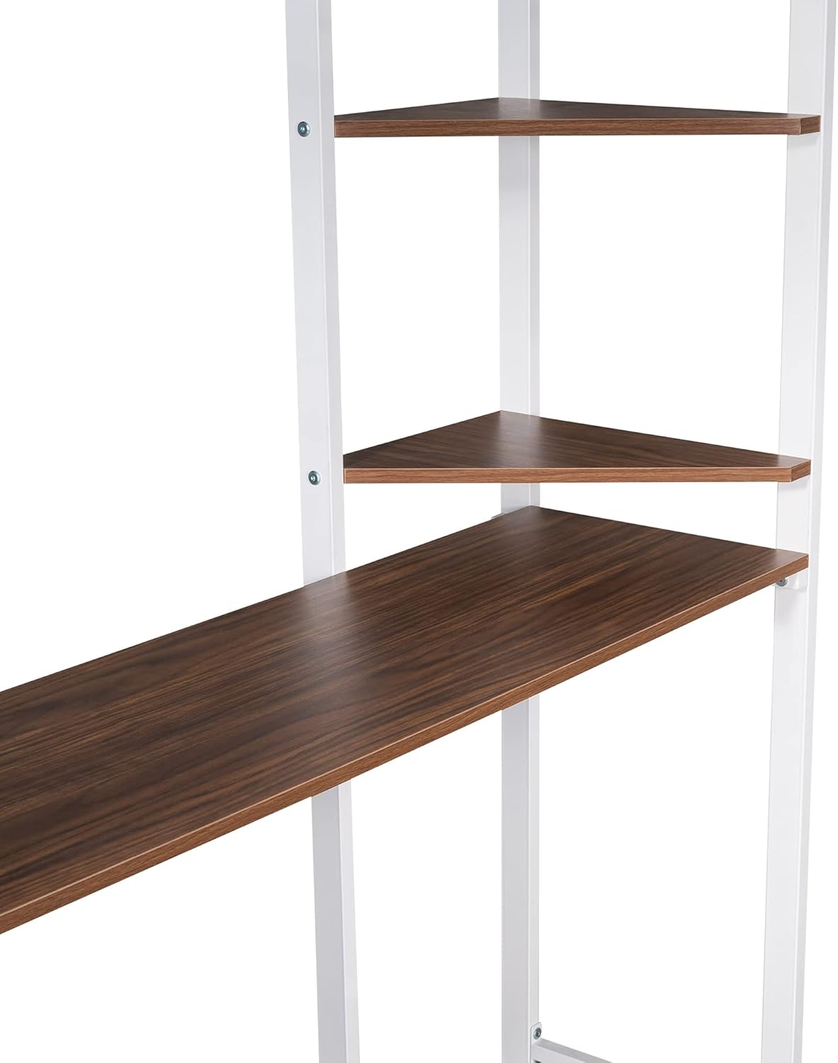 Full Size Metal Loft Bed with 2 Storage Shelves and 1 Desk,Steel Structure Bed Frame W/ 2 Build-in Ladders & Full-Length Guardrails,No Box Spring Needed,for Kids Teens Adults,White