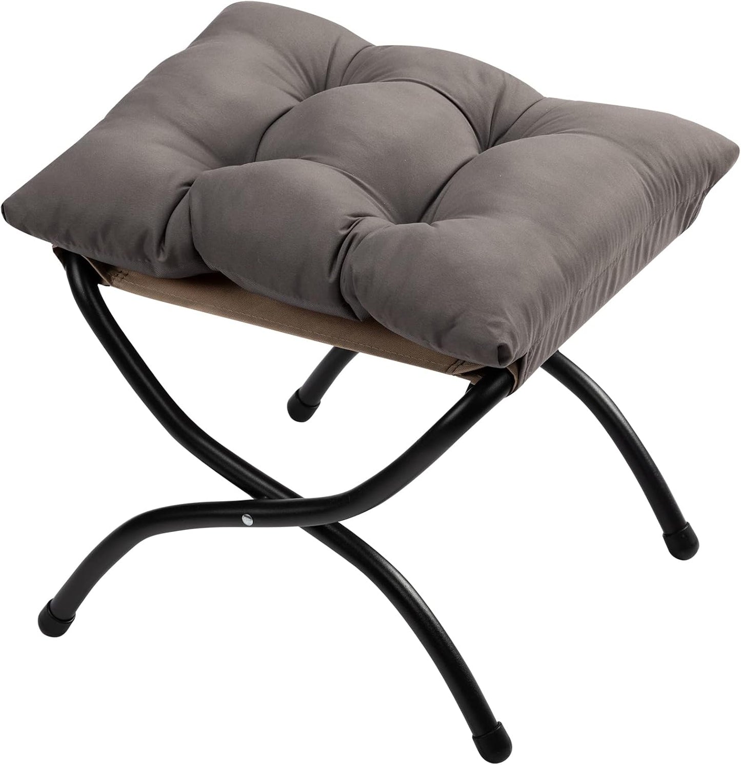 HollyHOME 15"(H) Folding Footrest Stool, Upholstered Small Foldable Ottoman, Accent Padded Sofa Foot Stool for Lazy Chair, Metal Frame Portable Foot Rest Ottoman for Living Room, Bedroom, Dark Grey