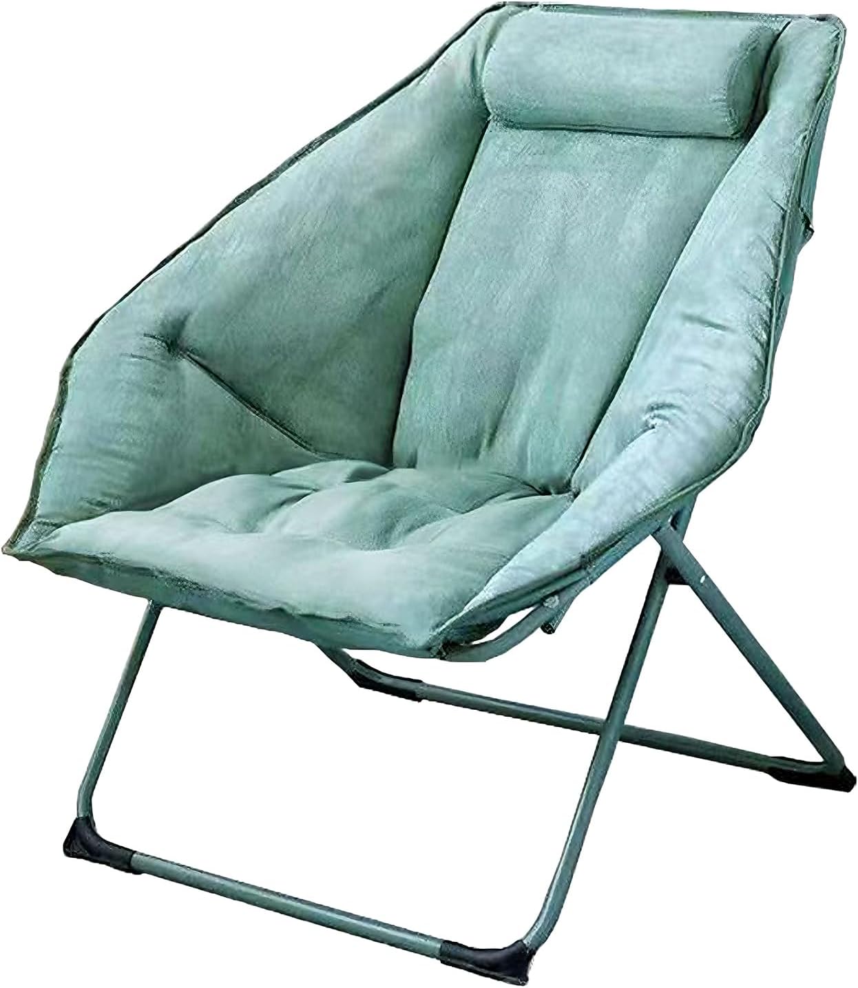 Hexagon Foldable Living Room Chair, Saucer Chair for Adults, Comfy Bedroom Lounge Chair, Moon Chair, Lazy Folding Chair for Dorm Rooms (Chair-Green)