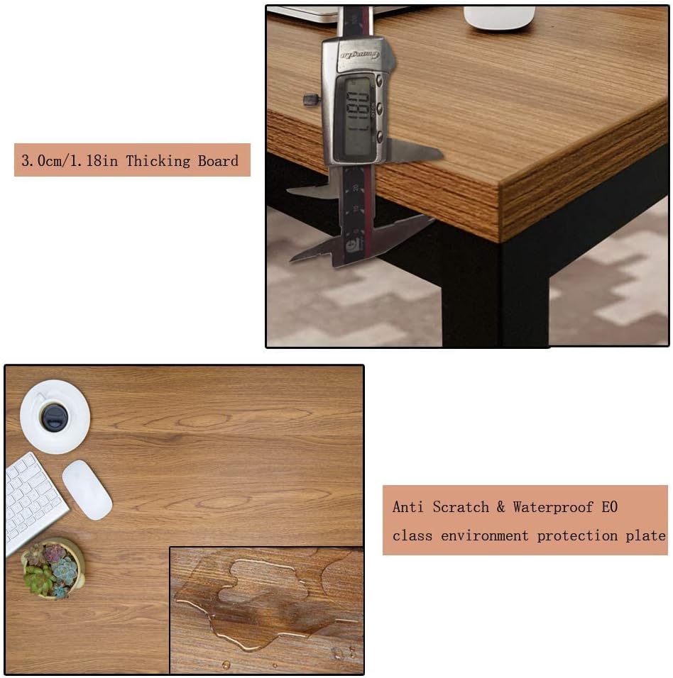 BIBOC 24X55 inches Computer Desk/Dining Table, Office Desk, Composite Wood Board Sturdy Writing Workstation for Home Office Walnut and Black Legs