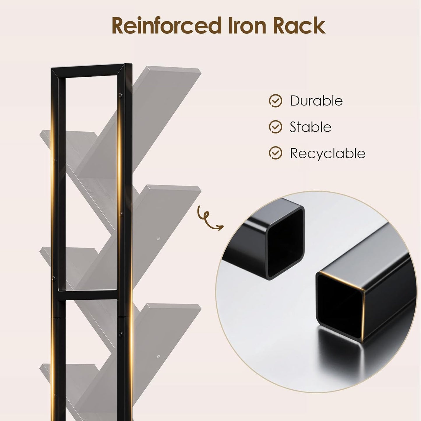 7 Tier Double Sided Rotating Tree Book Shelf, Floor Standing Wood Bookshelf with Adjustable Wheels for Narrow Space, with Storage Cabinet for Books/CDs/Magazine, Black