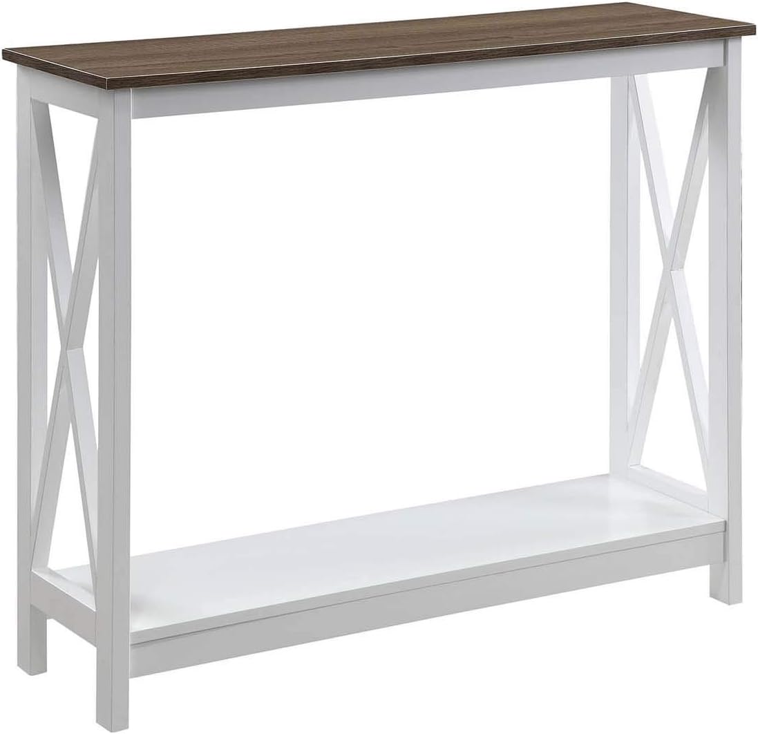 Convenience Concepts Oxford Console Table 39.5" - Sofa Table with Storage Shelf, Transitional Entryway Hall Table for Living Room and Bedroom, Display Foyer Table, Driftwood/White