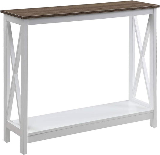 Convenience Concepts Oxford Console Table 39.5" - Sofa Table with Storage Shelf, Transitional Entryway Hall Table for Living Room and Bedroom, Display Foyer Table, Driftwood/White