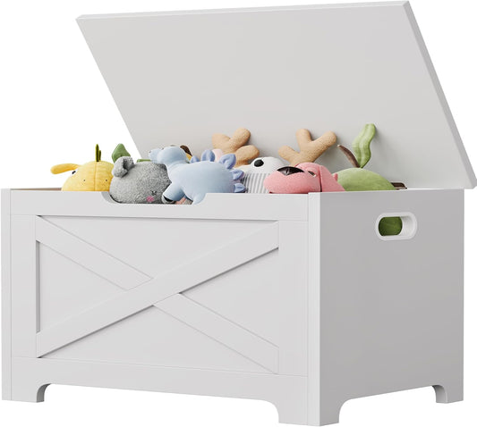 GarveeHome 23.6" Storage Chest, Wooden Storage Bench with Safety Hinge, Easy Assembly, Large Toy Chest for Entryway, Living Room, Bedroom