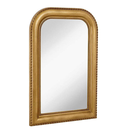 Hamilton Hills 36" x 24" Classic Gold Framed Polished Glass Top Round Corner Mirror - Thick Arched Top Rich Wall Mirror - Vanity for Bathroom Decor, Bedroom, Living Room - Hangs Horizontal or Vertical