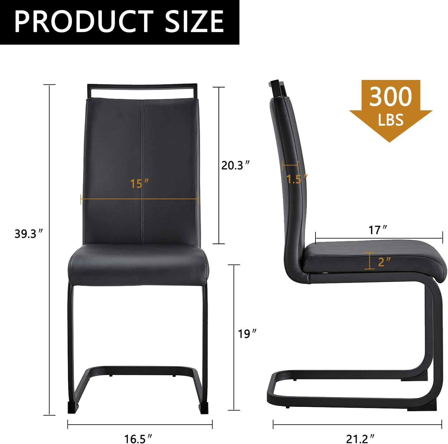 Modern Dining Chairs Set of 6,High Back Kitchen Chairs,Side Room Chair with Black Powder Coating Metal Legs,Easy to Clean Upholstered Dining Chairs,Ideal for Living Room(Black Chairs)