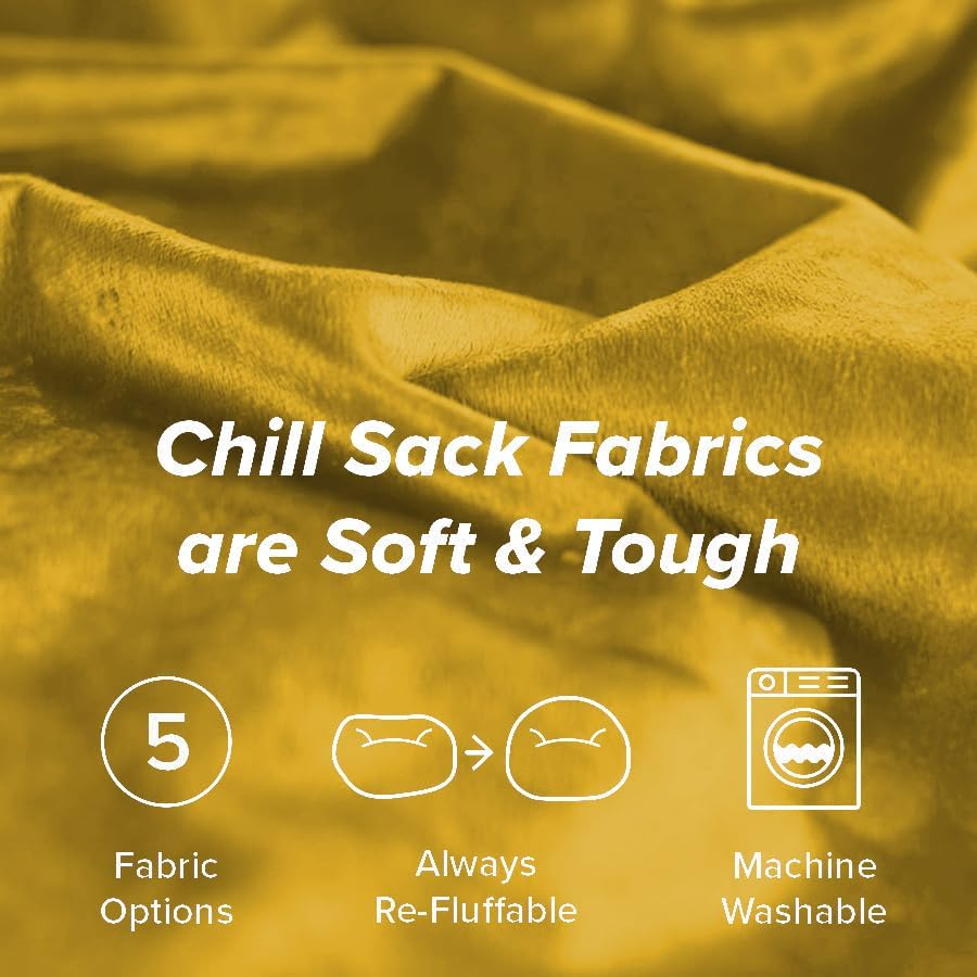 Chill Sack Bean Bag Chair - 5' Giant Memory Foam Lounge Chair with Soft Microfiber Cover – Cozy Furniture for Living Room, Dorm, & Kids' Rooms – Comfortable 5 Ft, Microsuede Lounge Sofa, Lemon