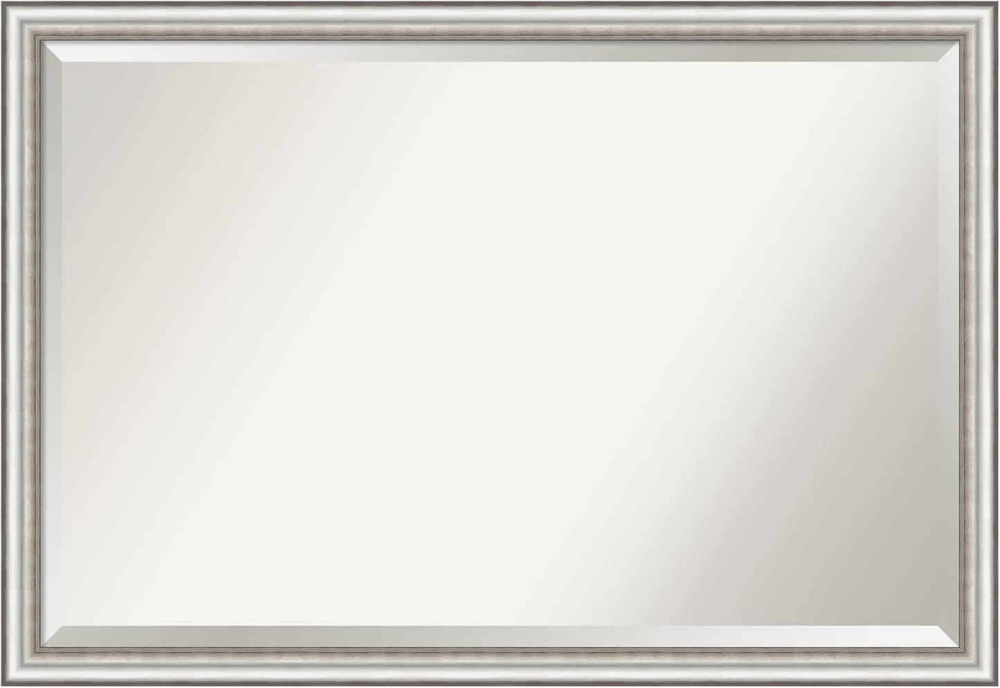 Amanti Art Silver Bathroom Mirror for Over Sink, 27x39 Salon Silver Narrow Rectangle Vanity Mirror, Large Traditional Frame, Hangs Horizonally and Vertically, Bathroom Wall Decor, Beveled Edge